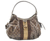 Authentic GUCCI GG Crystal Sherry Line Horsebit Shoulder Bag GG PVC Brown 4303J
