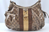 Authentic GUCCI GG Crystal Sherry Line Horsebit Shoulder Bag GG PVC Brown 4303J