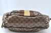 Authentic GUCCI GG Crystal Sherry Line Horsebit Shoulder Bag GG PVC Brown 4303J