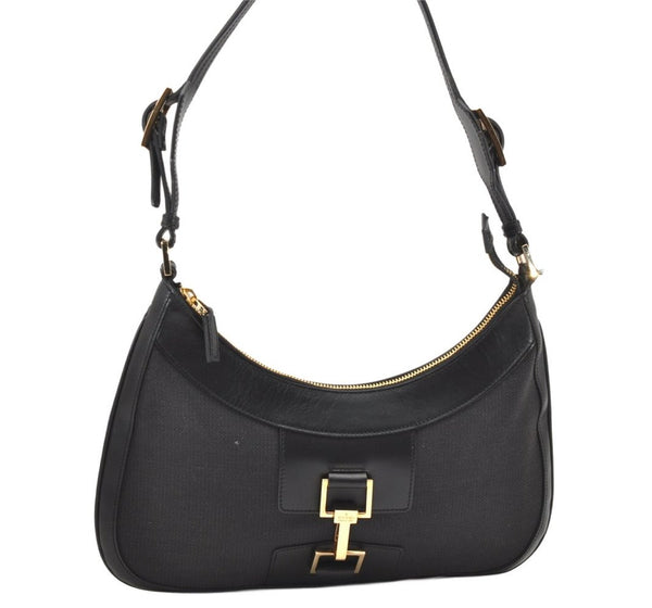 Authentic GUCCI Shoulder Hand Bag Purse GG Canvas Leather 0014128 Black 4303K