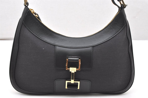 Authentic GUCCI Shoulder Hand Bag Purse GG Canvas Leather 0014128 Black 4303K