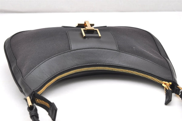 Authentic GUCCI Shoulder Hand Bag Purse GG Canvas Leather 0014128 Black 4303K