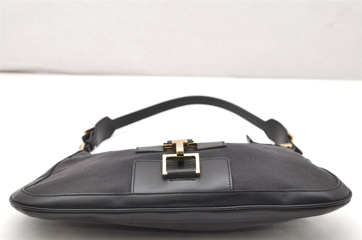 Authentic GUCCI Shoulder Hand Bag Purse GG Canvas Leather 0014128 Black 4303K