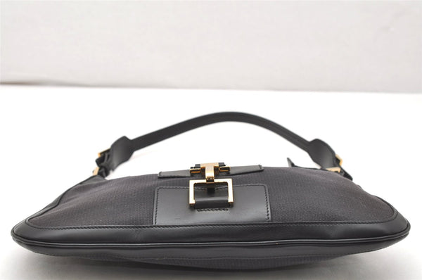 Authentic GUCCI Shoulder Hand Bag Purse GG Canvas Leather 0014128 Black 4303K