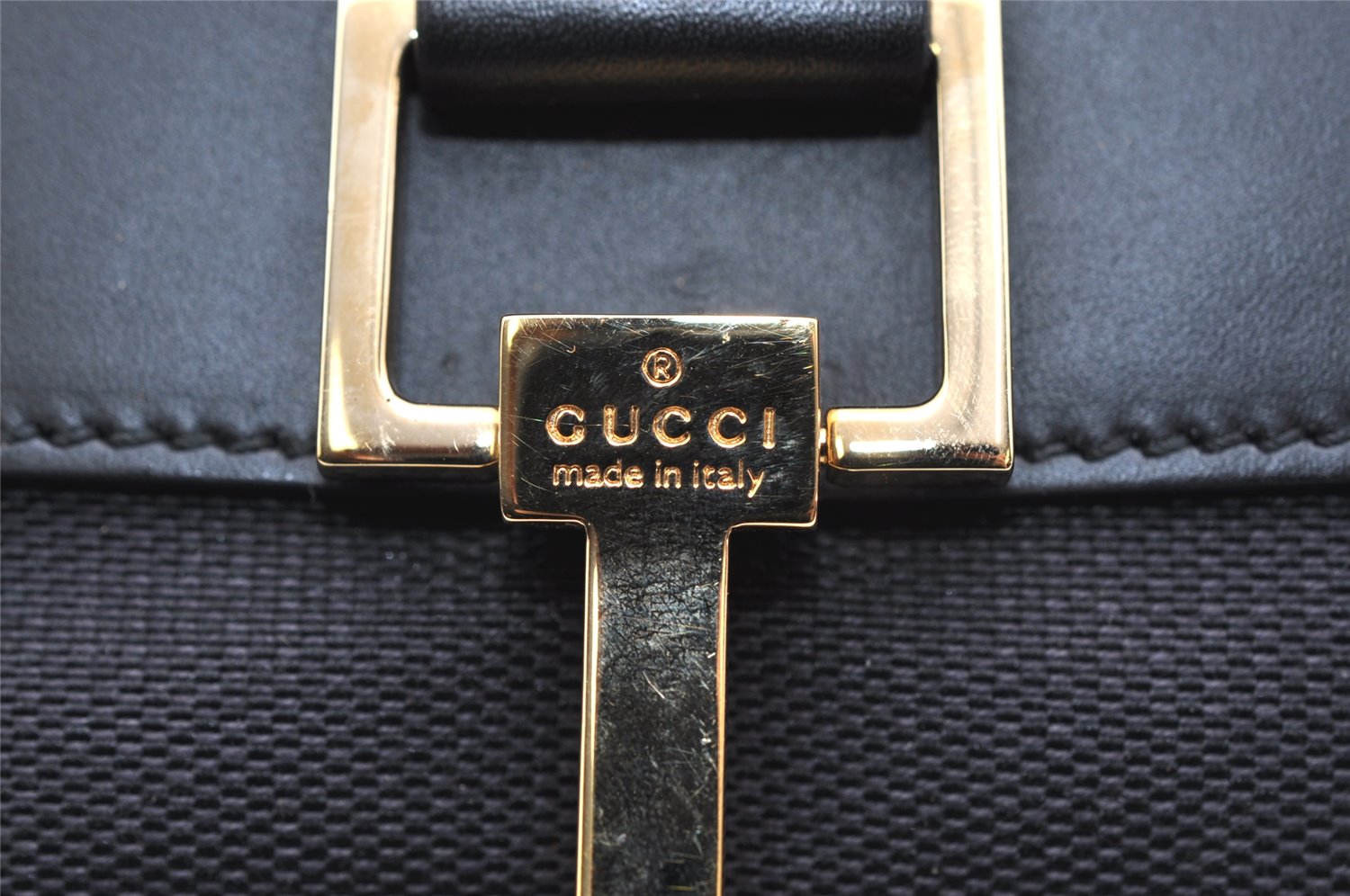 Authentic GUCCI Shoulder Hand Bag Purse GG Canvas Leather 0014128 Black 4303K