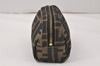 Authentic FENDI Vintage Zucca Pouch Purse Canvas Leather Brown 4306K