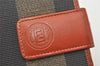 Authentic FENDI Pequin Long Wallet Purse PVC Leather Brown Black 4307K