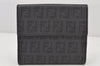 Authentic FENDI Vintage Zucchino Bifold Wallet Purse PVC Black 4308K