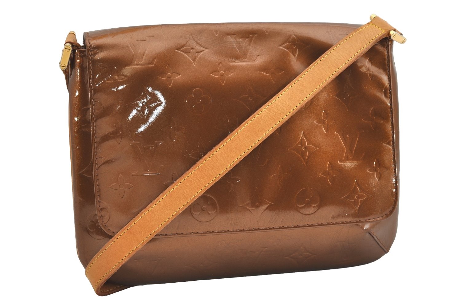 Auth Louis Vuitton Vernis Thompson Street Shoulder Bag Brown M91124 LV 4311J