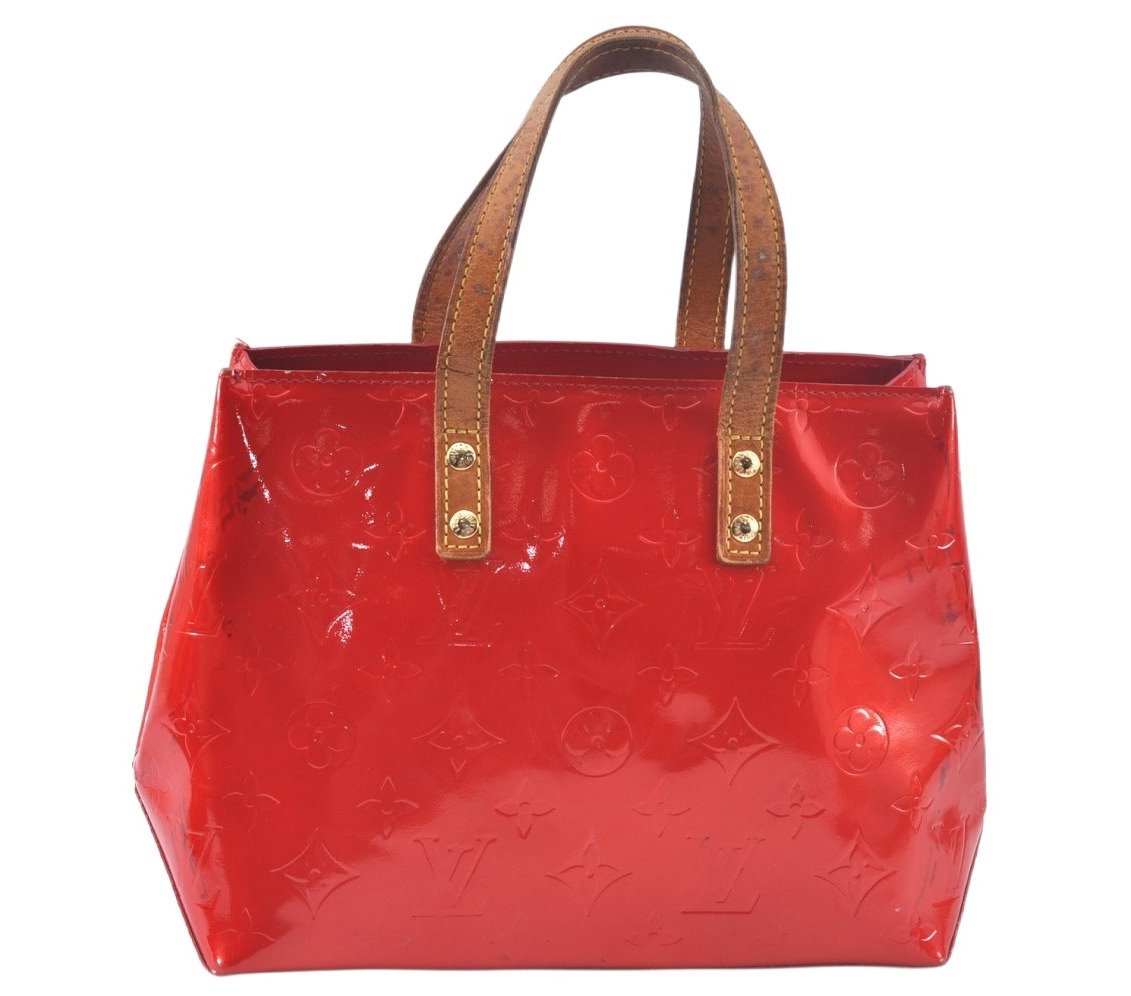 Authentic Louis Vuitton Vernis Reade PM Hand Bag Red M91088 LV 4312J