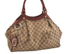Authentic GUCCI Sukey Shoulder Tote Bag GG Canvas Leather 211944 Brown 4313J