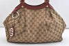 Authentic GUCCI Sukey Shoulder Tote Bag GG Canvas Leather 211944 Brown 4313J