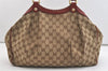 Authentic GUCCI Sukey Shoulder Tote Bag GG Canvas Leather 211944 Brown 4313J