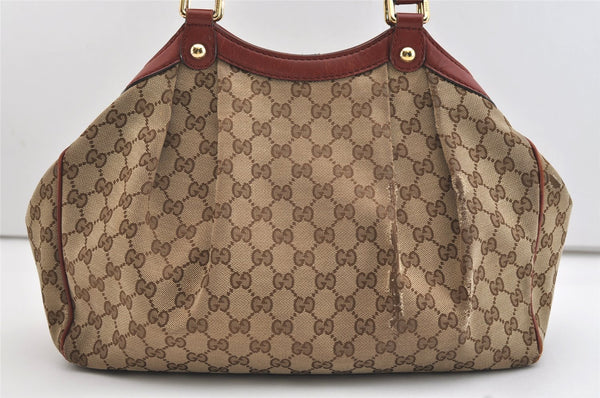 Authentic GUCCI Sukey Shoulder Tote Bag GG Canvas Leather 211944 Brown 4313J