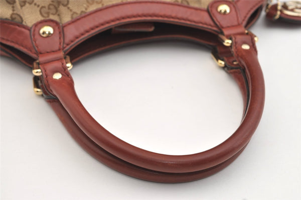 Authentic GUCCI Sukey Shoulder Tote Bag GG Canvas Leather 211944 Brown 4313J