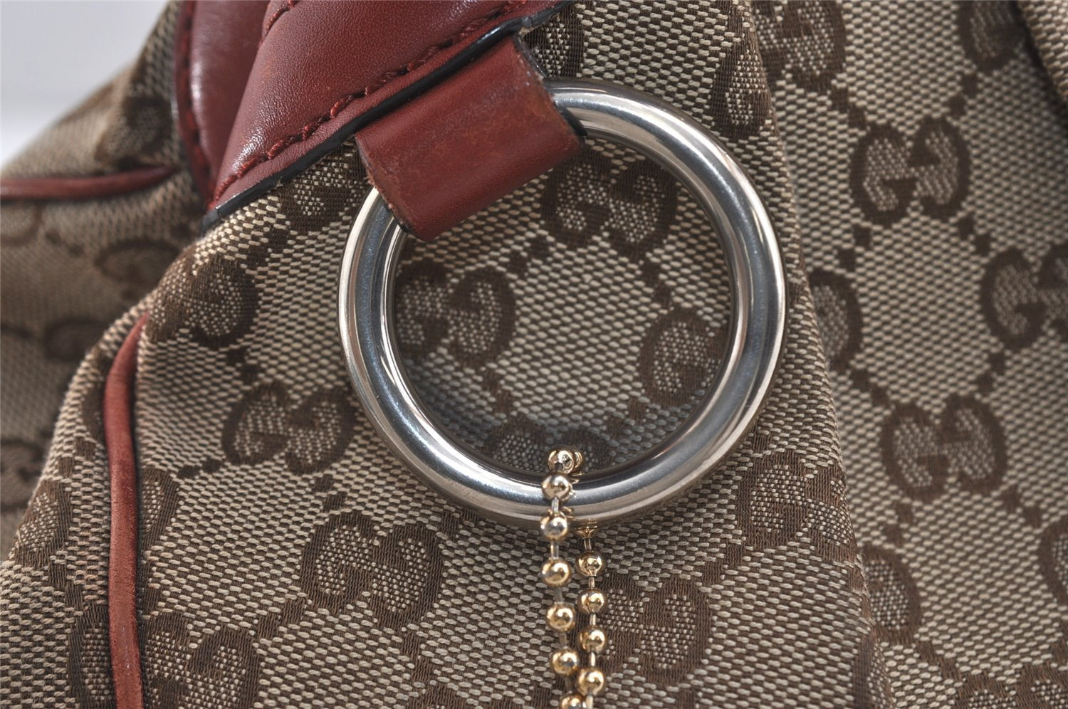 Authentic GUCCI Sukey Shoulder Tote Bag GG Canvas Leather 211944 Brown 4313J
