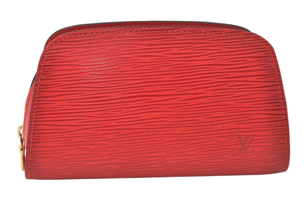 Authentic Louis Vuitton Epi Dauphine Cosmetic Pouch Red M48447 LV Junk 4313K