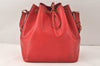 Authentic Louis Vuitton Epi Petit Noe Shoulder Drawstring Bag M44107 Red 4315K
