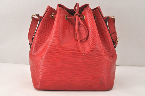Authentic Louis Vuitton Epi Petit Noe Shoulder Drawstring Bag M44107 Red 4315K