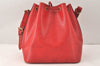 Authentic Louis Vuitton Epi Petit Noe Shoulder Drawstring Bag M44107 Red 4315K