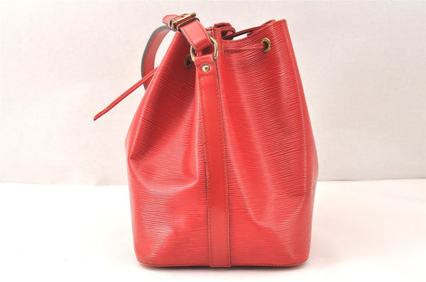 Authentic Louis Vuitton Epi Petit Noe Shoulder Drawstring Bag M44107 Red 4315K