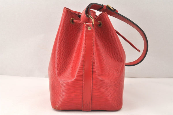 Authentic Louis Vuitton Epi Petit Noe Shoulder Drawstring Bag M44107 Red 4315K