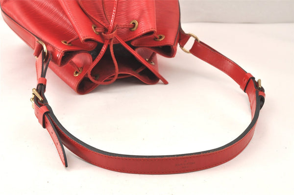 Authentic Louis Vuitton Epi Petit Noe Shoulder Drawstring Bag M44107 Red 4315K