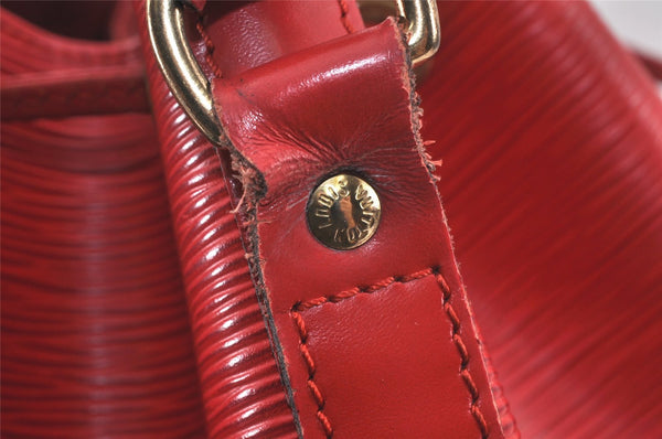 Authentic Louis Vuitton Epi Petit Noe Shoulder Drawstring Bag M44107 Red 4315K
