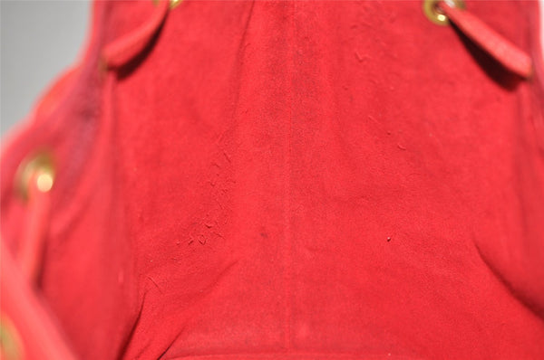 Authentic Louis Vuitton Epi Petit Noe Shoulder Drawstring Bag M44107 Red 4315K