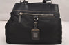 Authentic PRADA Vintage Nylon Tessuto Leather Shoulder Tote Bag Black 4316J