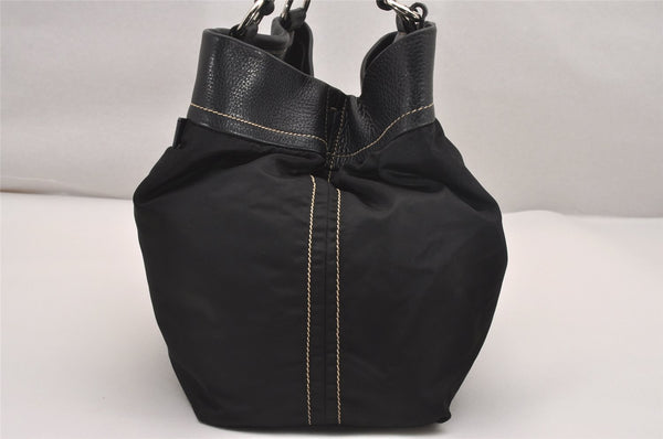 Authentic PRADA Vintage Nylon Tessuto Leather Shoulder Tote Bag Black 4316J