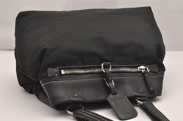 Authentic PRADA Vintage Nylon Tessuto Leather Shoulder Tote Bag Black 4316J