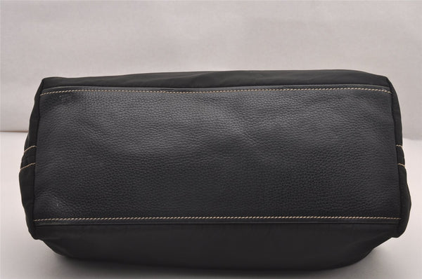 Authentic PRADA Vintage Nylon Tessuto Leather Shoulder Tote Bag Black 4316J