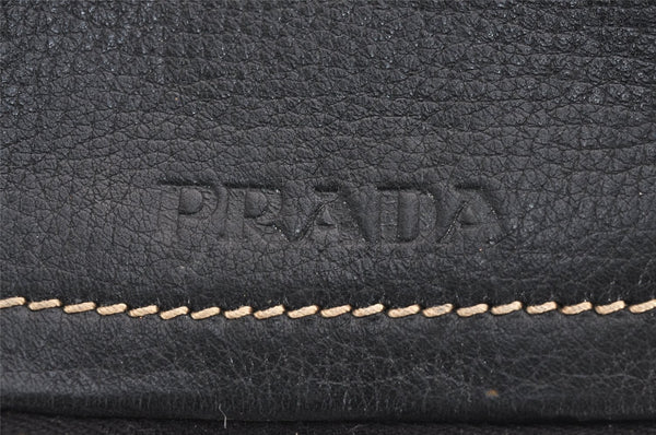 Authentic PRADA Vintage Nylon Tessuto Leather Shoulder Tote Bag Black 4316J