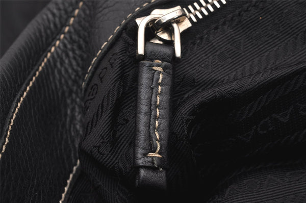 Authentic PRADA Vintage Nylon Tessuto Leather Shoulder Tote Bag Black 4316J