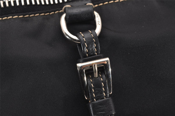 Authentic PRADA Vintage Nylon Tessuto Leather Shoulder Tote Bag Black 4316J