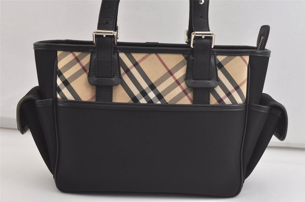 Authentic BURBERRY Nova Check Nylon Leather Shoulder Hand Bag Black 4317K