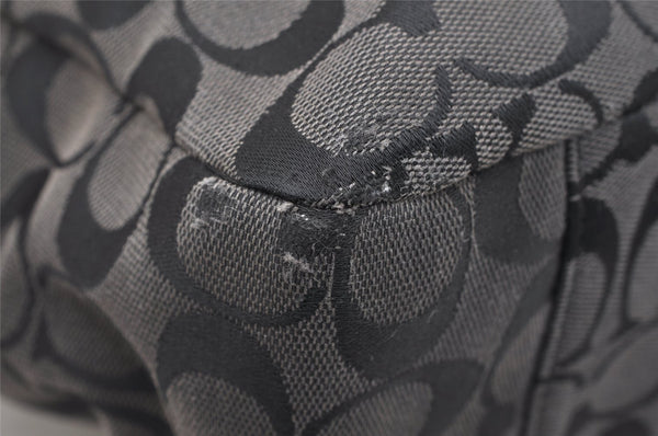 Authentic COACH Signature Shoulder Tote Bag Canvas Leather F17726 Black 4318K