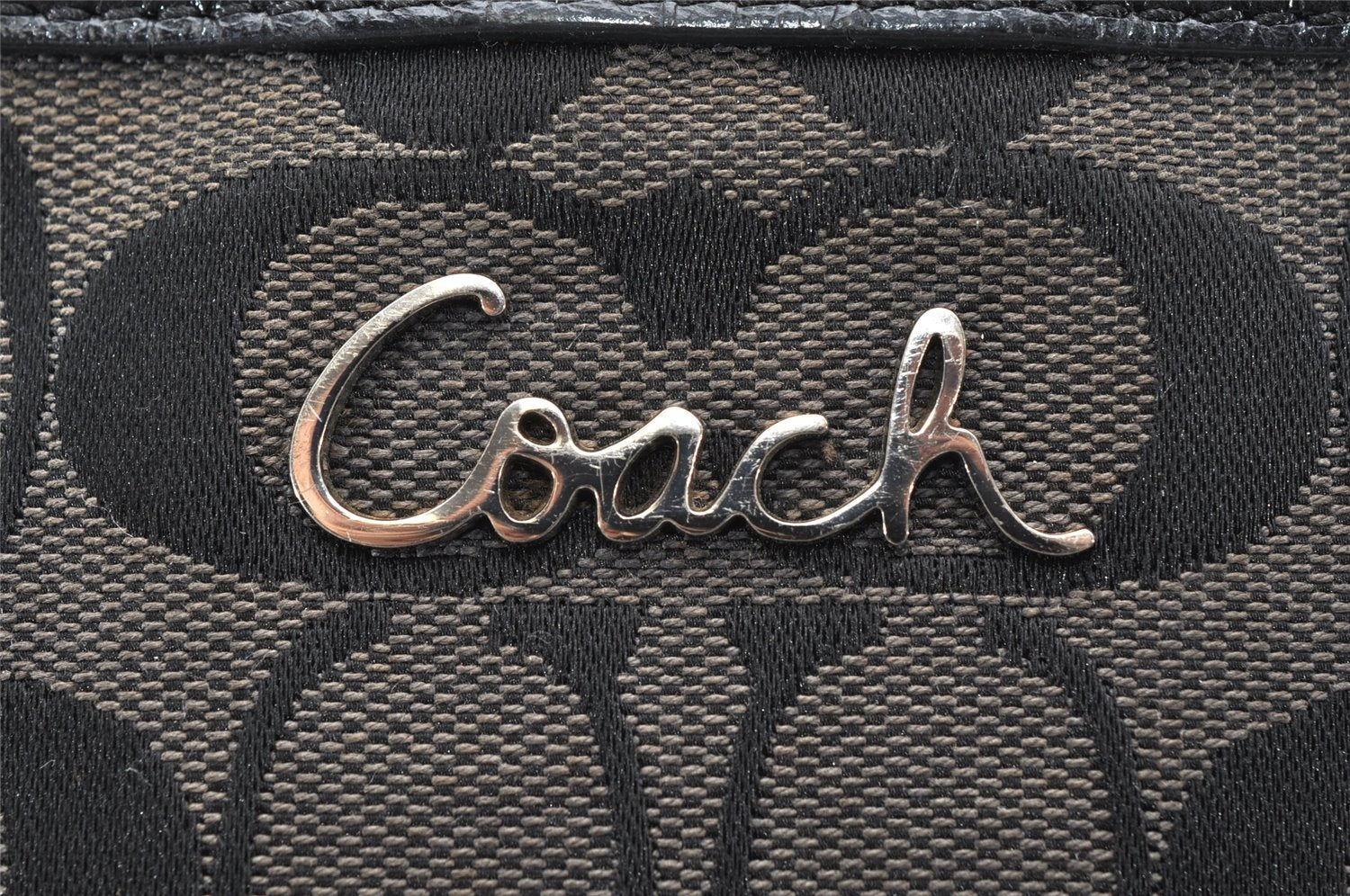 Authentic COACH Signature Shoulder Tote Bag Canvas Leather F17726 Black 4318K