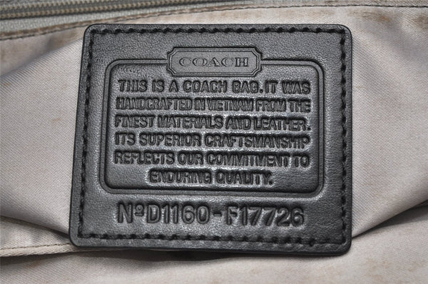 Authentic COACH Signature Shoulder Tote Bag Canvas Leather F17726 Black 4318K