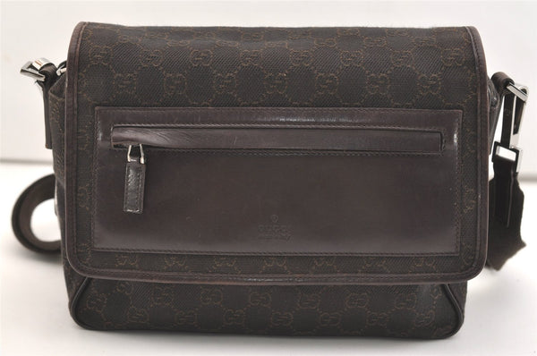 Authentic GUCCI Shoulder Cross Body Bag GG Canvas Leather 28562 Brown 4319J