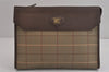 Authentic Burberrys Check Canvas Leather Clutch Hand Bag Khaki Green 4320J