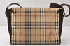 Authentic Burberrys Nova Check Shoulder Cross Bag PVC Suede Leather Beige 4320K