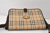 Authentic Burberrys Nova Check Shoulder Cross Bag PVC Suede Leather Beige 4320K