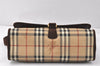 Authentic Burberrys Nova Check Shoulder Cross Bag PVC Suede Leather Beige 4320K