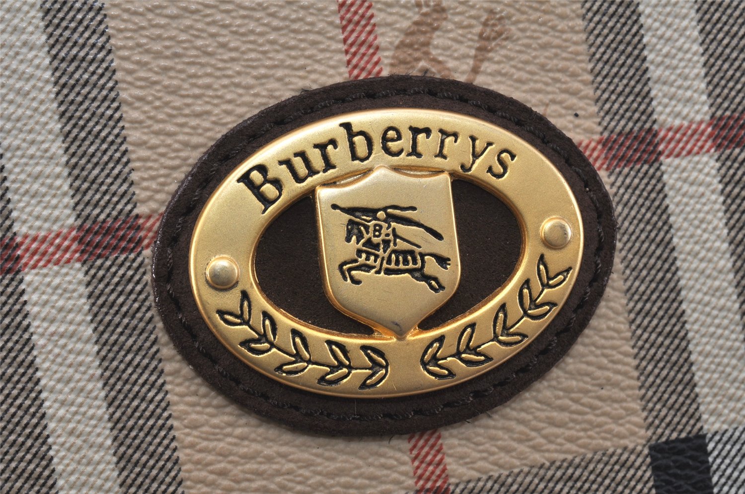 Authentic Burberrys Nova Check Shoulder Cross Bag PVC Suede Leather Beige 4320K