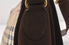 Authentic Burberrys Nova Check Shoulder Cross Bag PVC Suede Leather Beige 4320K