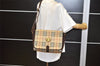 Authentic Burberrys Nova Check Shoulder Cross Bag PVC Suede Leather Beige 4320K
