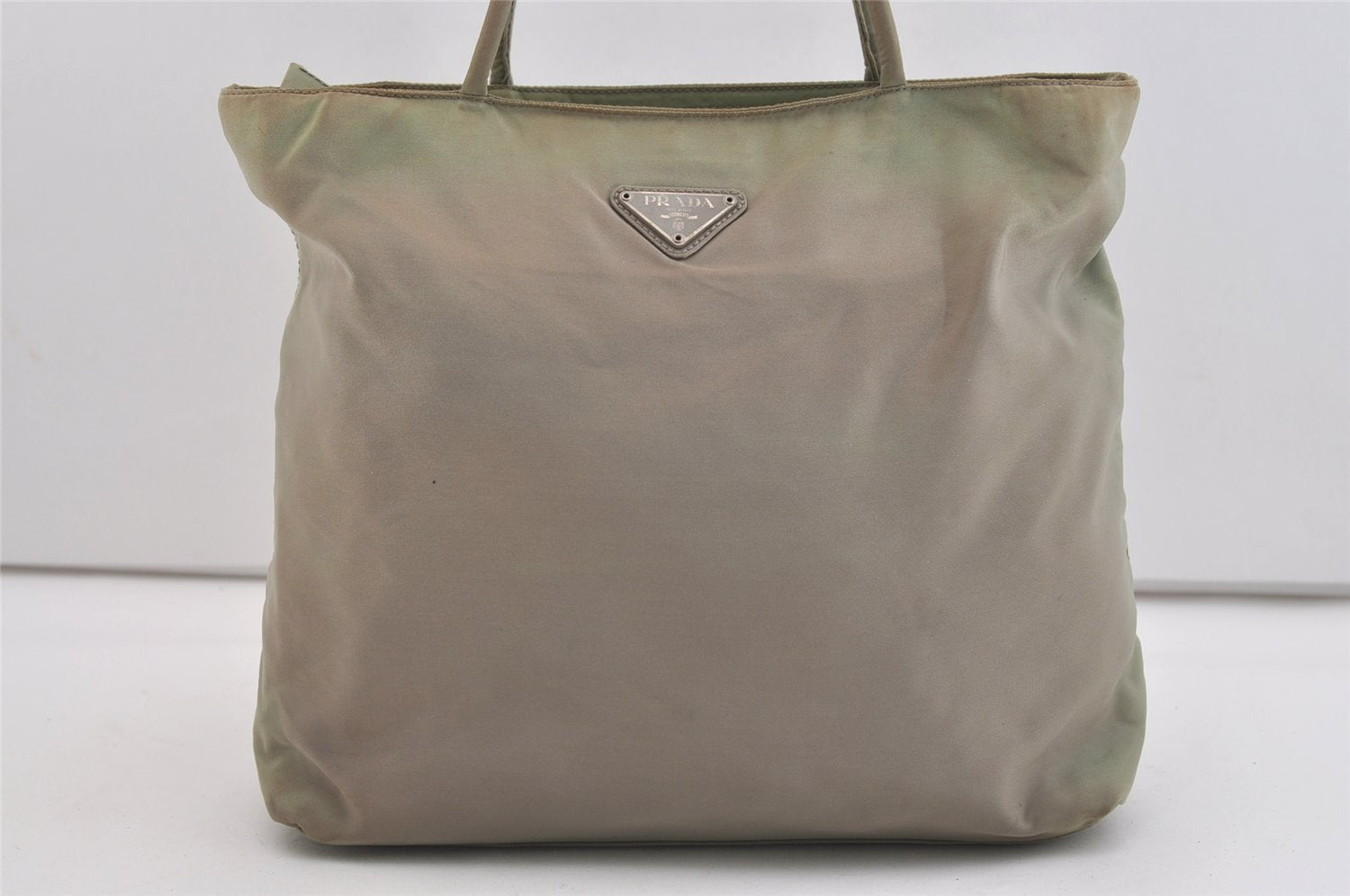 Authentic PRADA TESSUTO CITY Nylon Shoulder Tote Bag B7276 Light Green 4321J