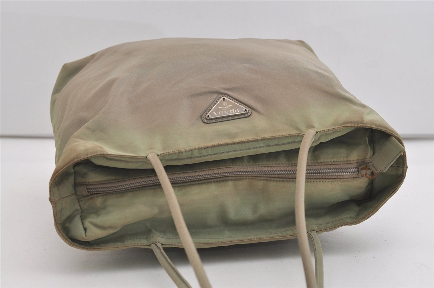 Authentic PRADA TESSUTO CITY Nylon Shoulder Tote Bag B7276 Light Green 4321J